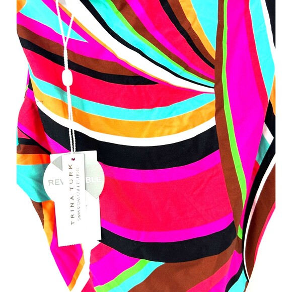 New Trina Turk Swoop Reversible Halter One Piece Swimsuit Womens Size 8 1408T4 - Picture 10 of 12